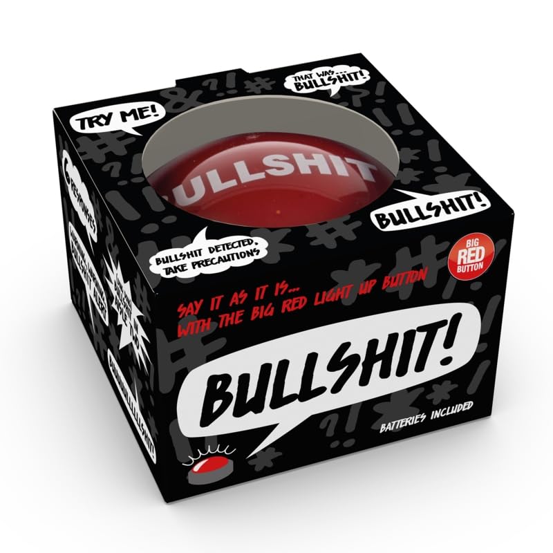 Bullshit Alarmknopf | Mit 5 verschiedenen Anti-BS-Reaktionen | Großer roter Summer | Lustig für Erwachsene | Spaß fürs Büro | 2 x AAA Batterien enthalten