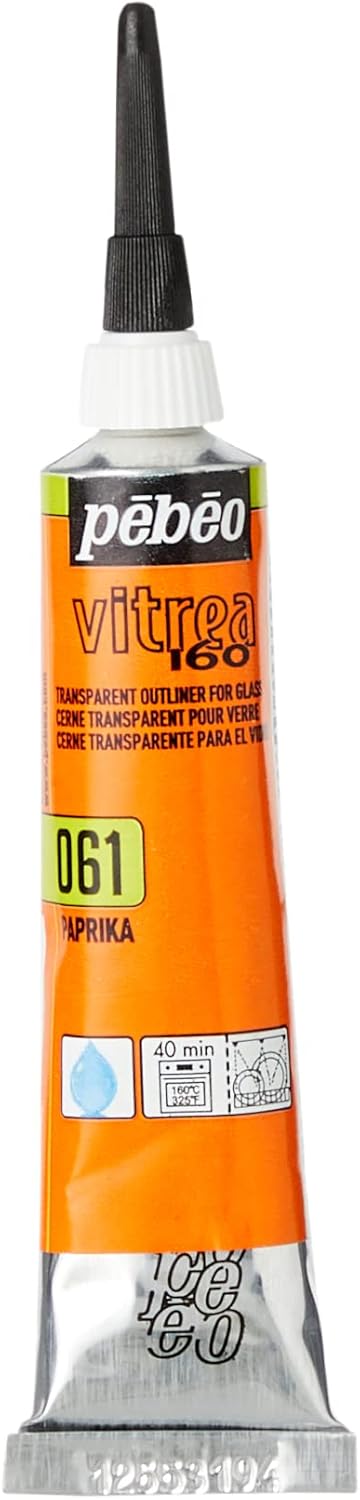 Pebeo Vitrea 160, Glass Paint Outliner, 20 ml Tube - Paprika