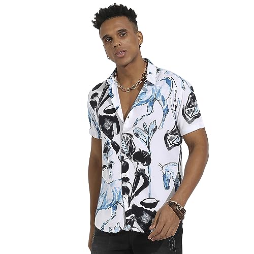 Image of Campus Sutra Men's Regular Fit Shirt (CBSSM23 CSMSSRT5732 Black:Blue