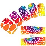 JUSTFOX - Stickers pour ongles de tatouage - Motif cercles multicolores