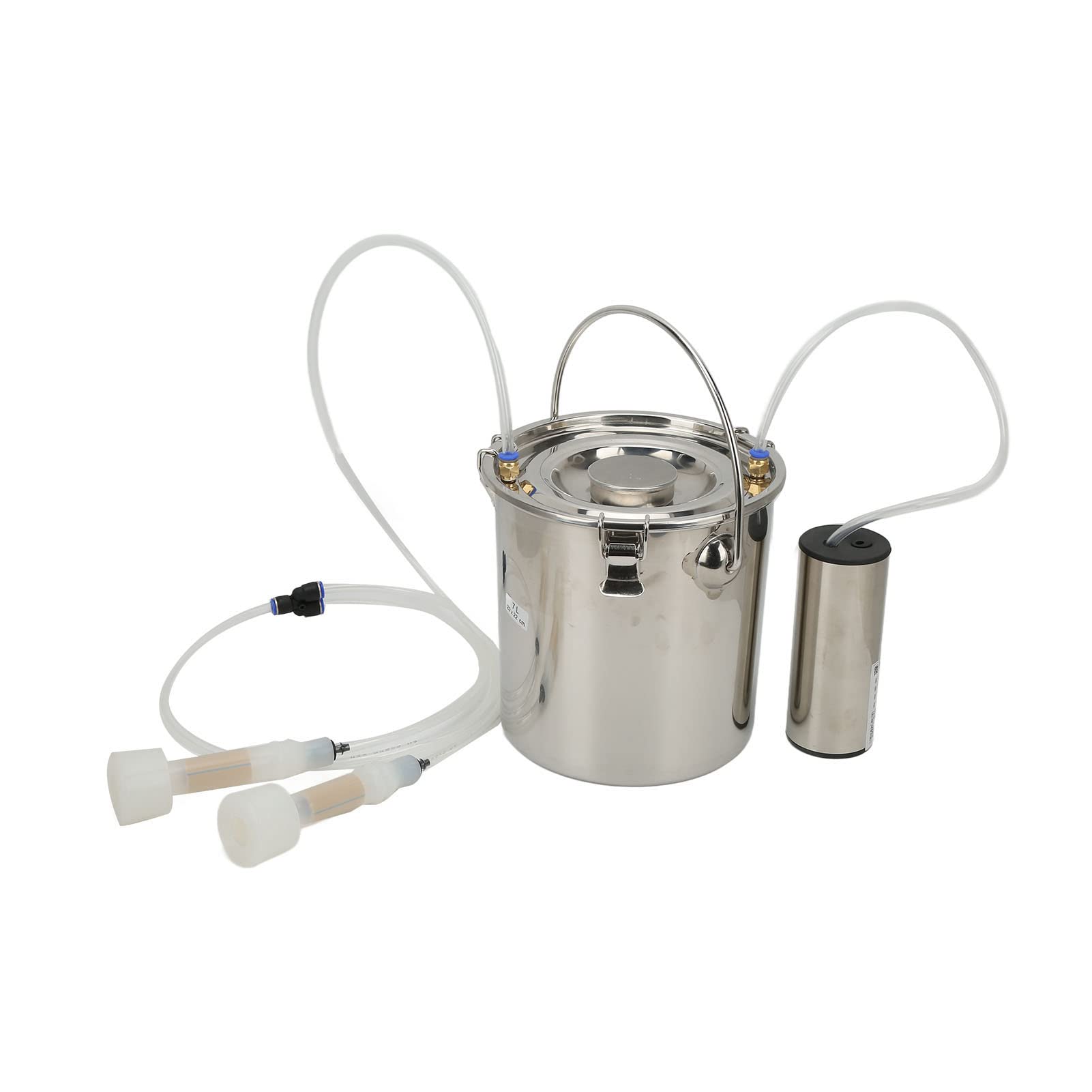 Ordeñadora de Cabras de 7L, Ordeñadora de Ganado Cubo de Acero Inoxidable 304 100-240V Bomba de Vacío Doméstica para Ganado para Ovejas(#1)