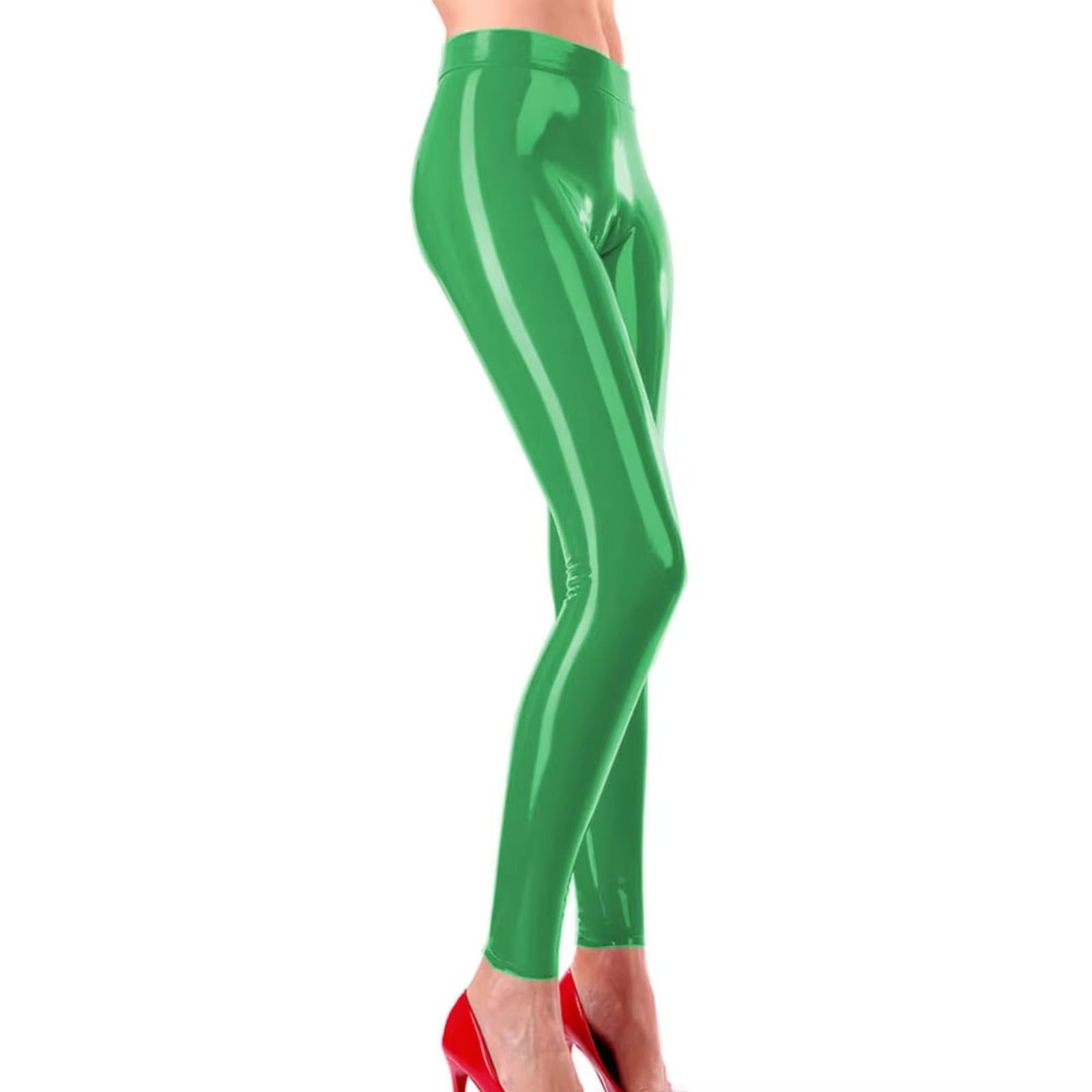 Leggings da donna a vita alta Pantaloni lucidi e colorati senza cuciture Pantaloni da palestra in PVC Sport Faux Latex Plus Size Pantaloni dimagranti Abbigliamento Club