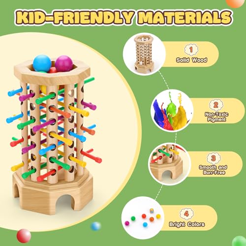 Juego de Mesa de Caída de Bolas de Madera Montessori 3-6 años miniatura 4