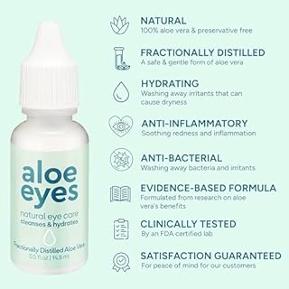 Aloe Eyes Drops - Preservative-Free Dry Eye Relief - Natural Eye Care - Alternative to Eye Wipes - Contact Lens Friendly - 0.5 Fl oz