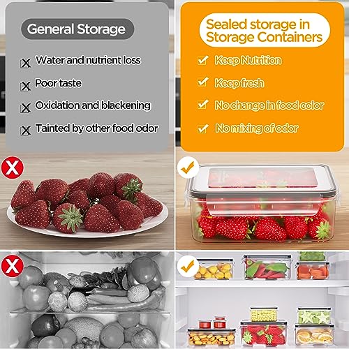 40 PCS Food Storage Containers with Lids Airtight for Fridge (20Container+20Lid), Large Leakproof Meal Prep Containers Reusable for Kitchen with Labels Pen,Microwave & Dishwasher Safe
