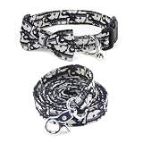 Bowtie Collars for Small Dogs, Elegant Puppy Collars with Leash Set, Tiny Dog Collars with Bowtie Adjustable 9.8'-13.8', Black, S