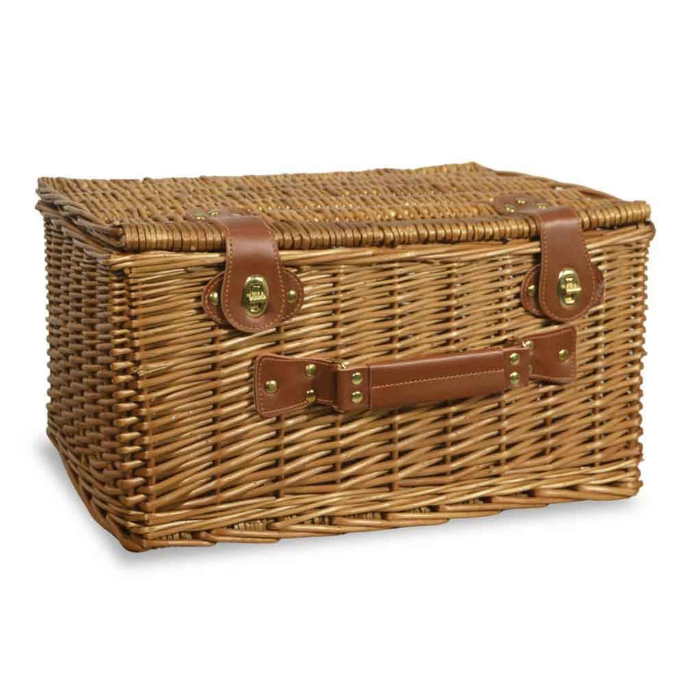 Cesta baúl contenedor de mimbre natural con asa 43 x 32 x 24 cm