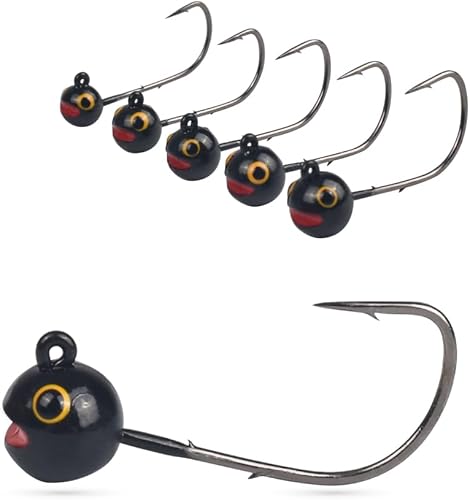 MUUNN 10 cabezas de tungsteno con soporte para cebo, cabeza redonda para pequeños cebos de plástico y peces, Crappie y Bluegills