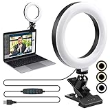 ENEGON リングライト 6インチ ビデオライト クリップ付き 自撮りライト 3モデル＆9階段調光 卓上スタンド 自撮り、リモートワーク、美容化粧、撮影、生放送、Zoom、Youtube、オンライン会議などに最適