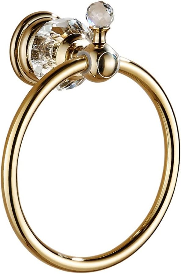 LSLYTQ Bathroom European-Style Crystal Towel Ring, Rose Gold Towel Rack, Bathroom Storage Hardware Towel Hanger, Towel Holder