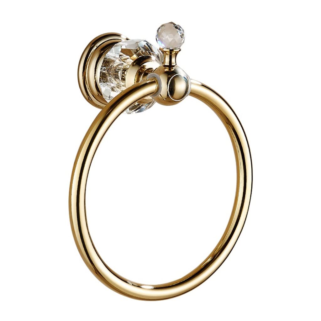 WOLIBEER Crystal Towel Ring – Round Hand Towel Holder Wall Mounted, 180° Rotation, Bling Bathroom Accessory With Half-Circle Design