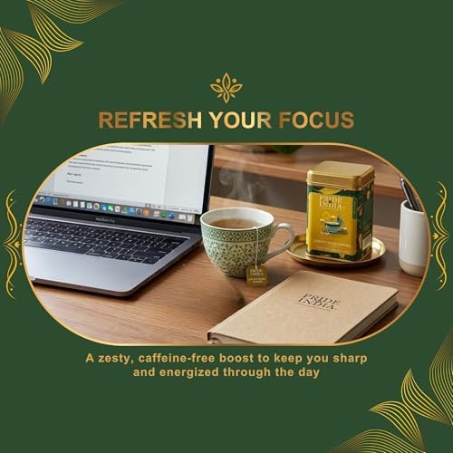 Pride of India | Lemongrass Ginger Zesty Fresh Tea | 15 Pyramid Full Leaf Individually Wrapped Tea Bags | 100% Herbal Blend from Single Origin | Tangy & Spicy Flavor | Caffeine-Free - 4