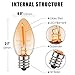 Emotionlite Night Light Bulbs, Amber LED C7 Bulb, 4W-7W Equivalent, E12 Candelabra Base, Salt Lamp and Nightlight Replacement Bulb, 0.5W, Amber Yellowish 2200K, 50LM, 4 Pack