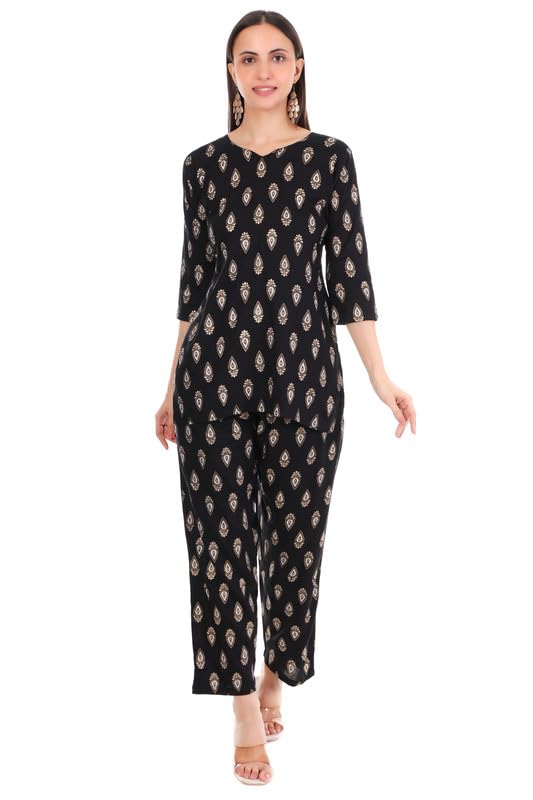 fiza Women's Viscose Rayon Co-Ord Set | Printed Stylish Top & Bottom Set | Loungewear | Comfortable & Trendy Day-to-Night Wear-picture-28
