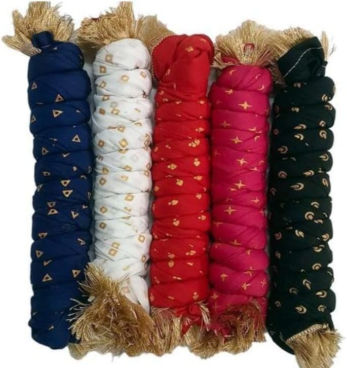 Multicolour Cotton Blend Solid Dupatta, Pack of 5, 2 Mtr, Gold Print