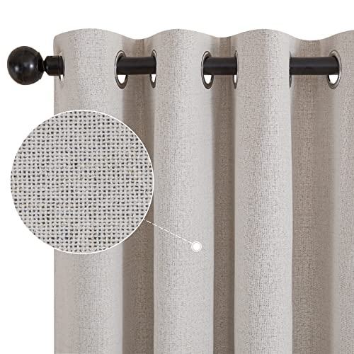 Topfinel Privacy Heavy Curtains Set Of 2, Absolute Blackout, Noice Reducing Linen Textured Window Treatment, Cold And Heat Barrier For Bedroom Living Room, Silver Grommet, 52 X 90, Natural #TOP15