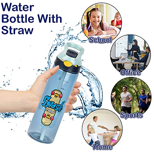 Image of Zest 4 Toyz Water Bottle for Kids Leak-Proof Sipper Bottle with Straw Flip-Top Lid Water Bottle for School Sports Outdoor for Boys and Girls- Blue (790ml)