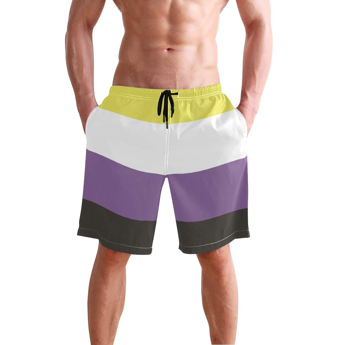 Anyangquji Mens Swim Trunks Transgender Pride Flag Beach Board Shorts