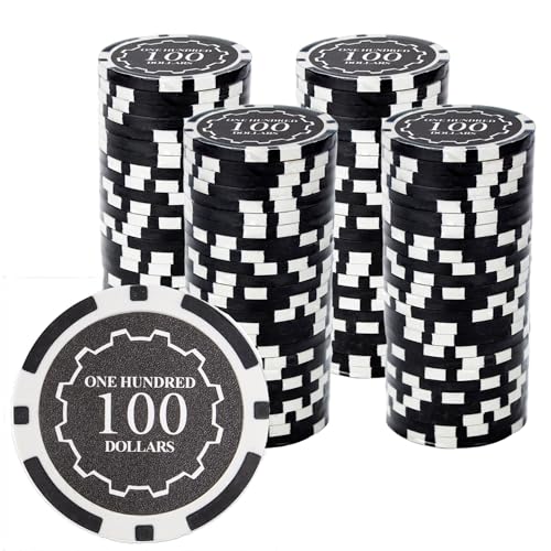 Gamers Lounge Eclipse 14-gram Poker Chips (100-pack) - Heavyweight Clay Composite ($100 Black)