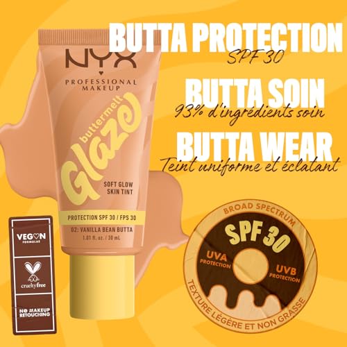 NYX Professional Makeup Buttermelt Glaze Fond de Teint SPF30 30ml