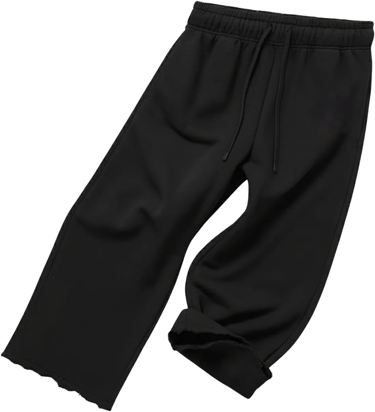 Cropped Sweatpants Men Y2K Baggy Sweatpants Athletic Basketball Distressed Hem Uncuffed Sweat Pants Loose Fit 2000S