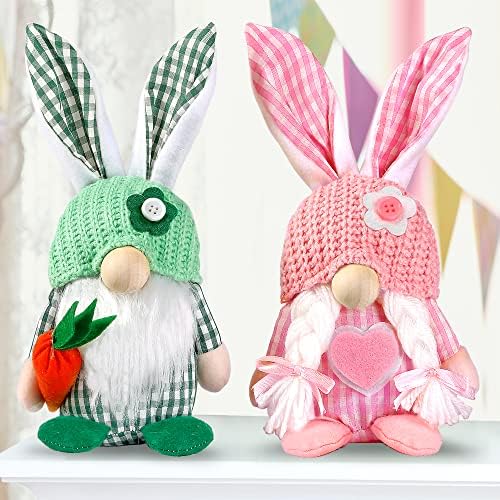 Amazon.com: Sggvecsy Easter Gnomes Decorations 2Pcs Easter Bunny Gnomes ...