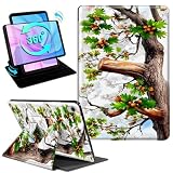 Gmeyutqy Case for iPad Air 11 Inch M3 2025/M2 2024 & iPad Air 5th/4th Gen 10.9 Inch 2022/2020, 360 Degree Rotating Swivel Stand Flip Leather Cover with Auto Sleep/Wake, Pine Tree