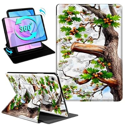 Gmeyutqy Case for iPad Air 11 Inch M3 2025/M2 2024 & iPad Air 5th/4th Gen 10.9 Inch 2022/2020, 360 Degree Rotating Swivel Stand Flip Leather Cover with Auto Sleep/Wake, Pine Tree