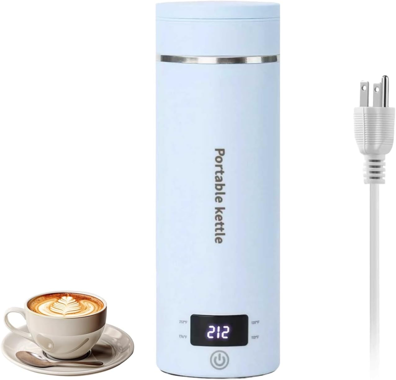 Travel Electric Kettle, 400ML Portable Mini Kettle with 4-Temperature Settings & Auto Shut-Off, Stainless Steel Interior, Boil-Dry Protection, Compact for Travel, Home, Office, Dorm（Blue）