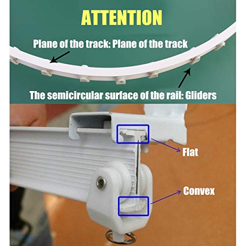 HAPYLY 5 Meter Flexible Plastic PVC Curtain Track Runner Rail Wall Ceiling Mounted Fixing Hooks Shower Curtains Room Divider with Instruction Mounting Accessories Include White (Side Clamping)