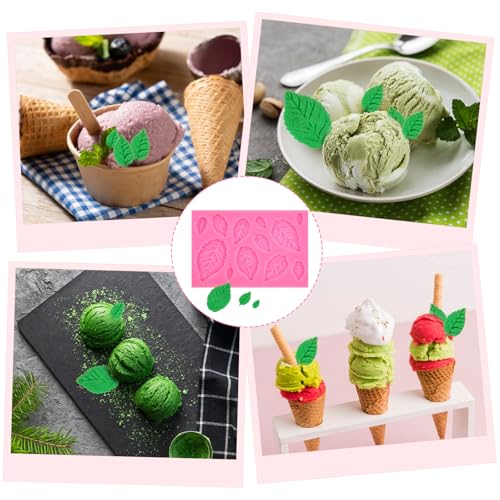 3Pcs Leaf Molds Silicone, Pink 3D Leaves Mold for Fondant Chocolate Butter Polymer Clay Candy Soap Sugar Paste Cake Decoration and Crafting Projects - Thumbnail 4
