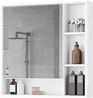 Armário Banheiro De Parede 1 Porta Com Espelho Selene Casa JD (Branco)
