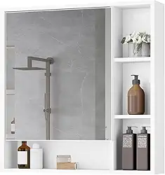 Armário Banheiro De Parede 1 Porta Com Espelho Selene Casa JD (Branco)