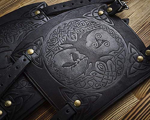 Leather Cuff Bracer - Best Unique Gift - LARP Gauntlet - Leather Wristbands - LARP Accessories Viking Bracers - Archery Armguard - Yggdrasil World Tree - Length 6" - Thumbnail 6