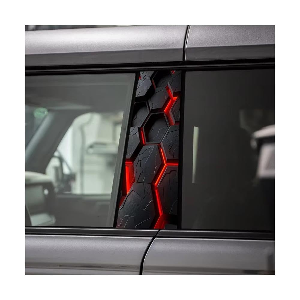 Bertdcx One Color Automotive B-Pillar Stickers Cracked Hexagon Protective Film Auto Parts