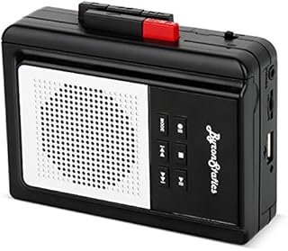 ByronStatics Portable Cassette Players, Walkman Cassette Player Convert to MP3 WAV by USB Flash, Built-in Mic and Speaker Belt Clip Earbud Included 2 AA Battery