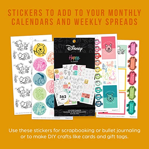 Happy Planner Disney Sticker Set For Planners, Journals, And More, Disney Scrapbooking Supplies, Easy-Peel Stickers, Winnie The Pooh True To You Theme, Classic Size, 30 Sheets, 562 Total Stickers #TOP2