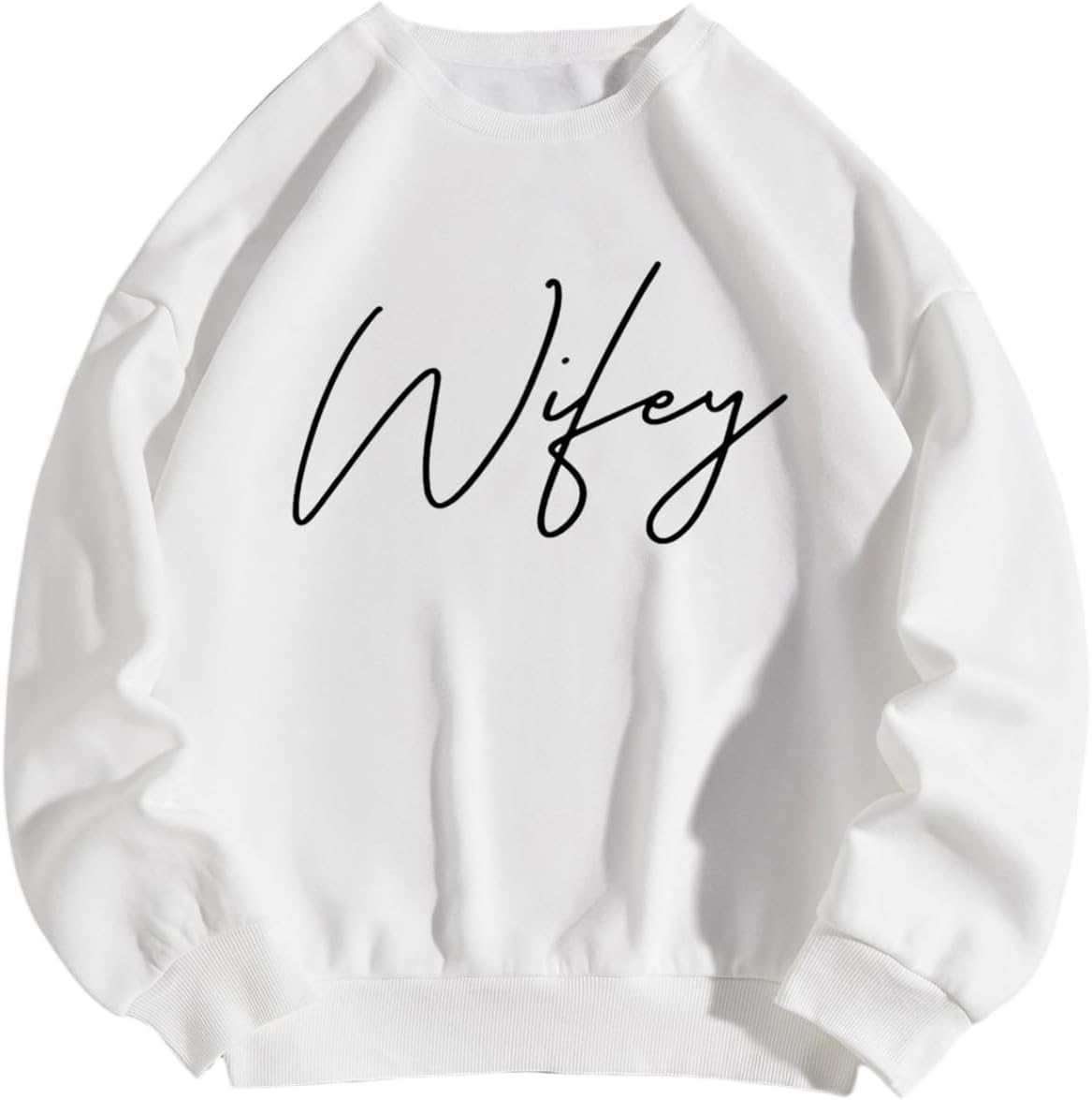 WDIRARA Women's Letter Graphic Sweatshirt Crewneck Long Sleeve Pullovers Loose Tops