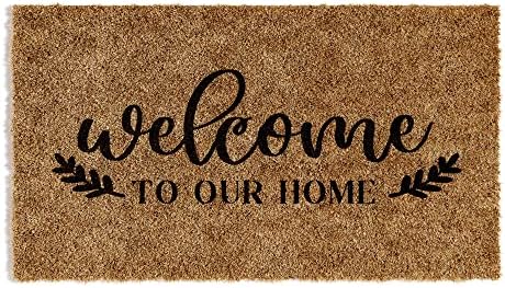 Barnyard Designs Welcome to our Home Doormat, Indoor/Outdoor Non-Slip Rug, Front Door Welcome Mat for Outside Porch Entrance, Home Entryway Farmhouse Decor, 76 x 43cm