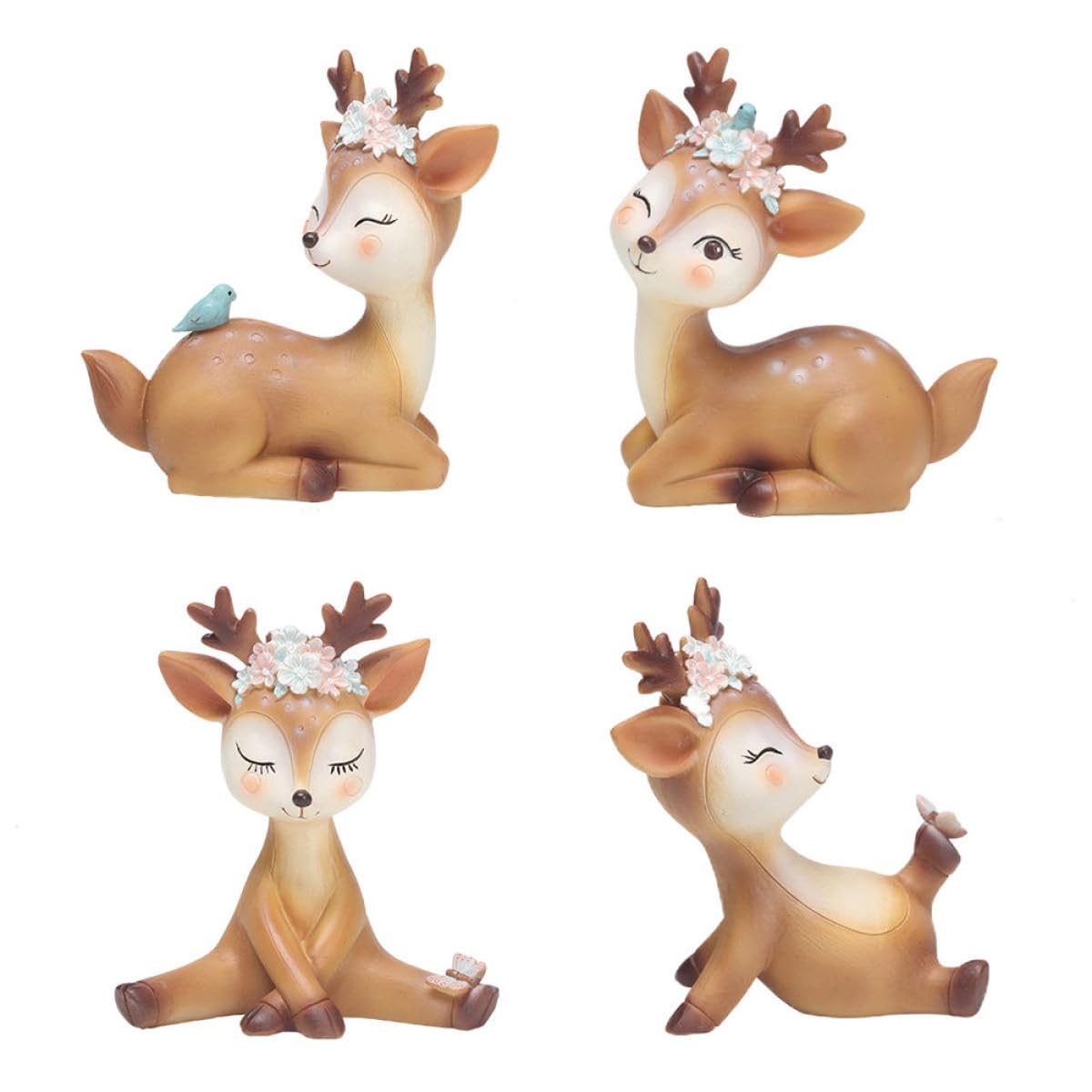 Figurines faon mignonnes en lot de 4 pour une ambiance de salon apaisante