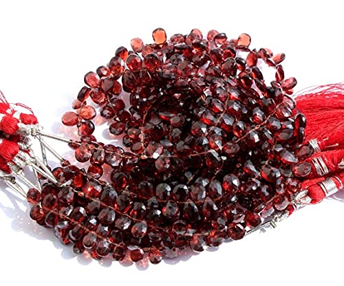 Grenat du Mozambique naturel pierre briolette poire facettée fil 7 pouces pour bijoux DIY