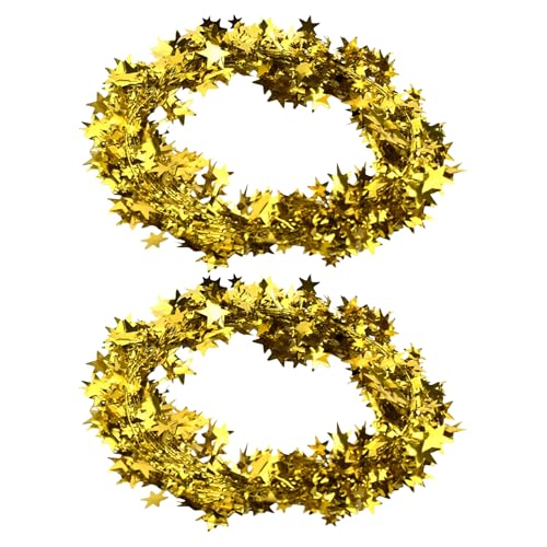 2 Stück Lametta Weihnachtsbaum Girlande Gold,Weihnachten Glitzer...