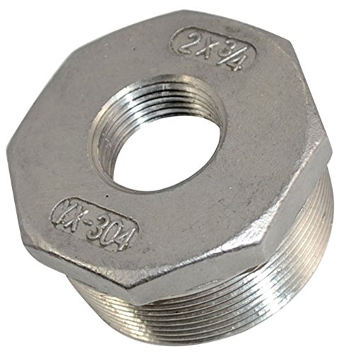 2\" Male x 3/4\" Female Thread Reducer Bushing Pipe Fitting, Adapter, Stainless Steel SS 304 NPT
