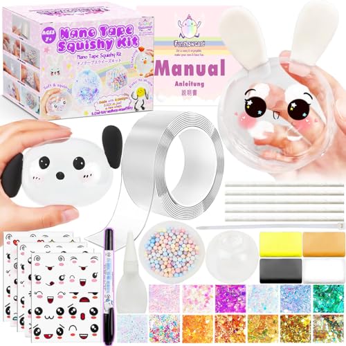 FUNSHOWCASE Nano Tape Bubble Kit with Clay, Marker, 6-Design Guide Squishy Maker Set