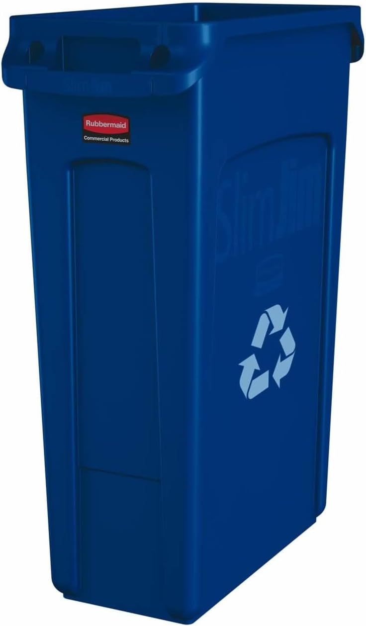 Rubbermaid Commercial Products Vented Slim Jim Waste Receptacle Bin 87 Litre Blue Recycling FG354007BLUE
