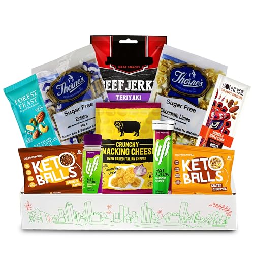 Diabetic Gift Hamper Low Sugar Gift Set Includes Near Zero Carb Snacks Sugar Free Sweets & Fast Acting Glucose Thoughtful Gift for Type 1 & 2 Diabetics