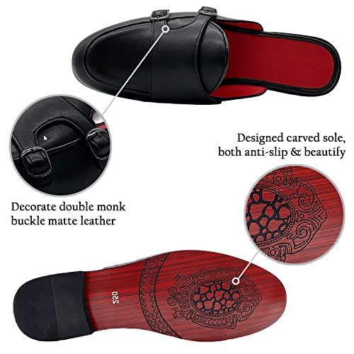 Youxiaoyou Men's Slip-On Mule Loafer Leather Backless Casual Dress Mules For Men Matte Classic Slip On Size 8.5 #TOP2