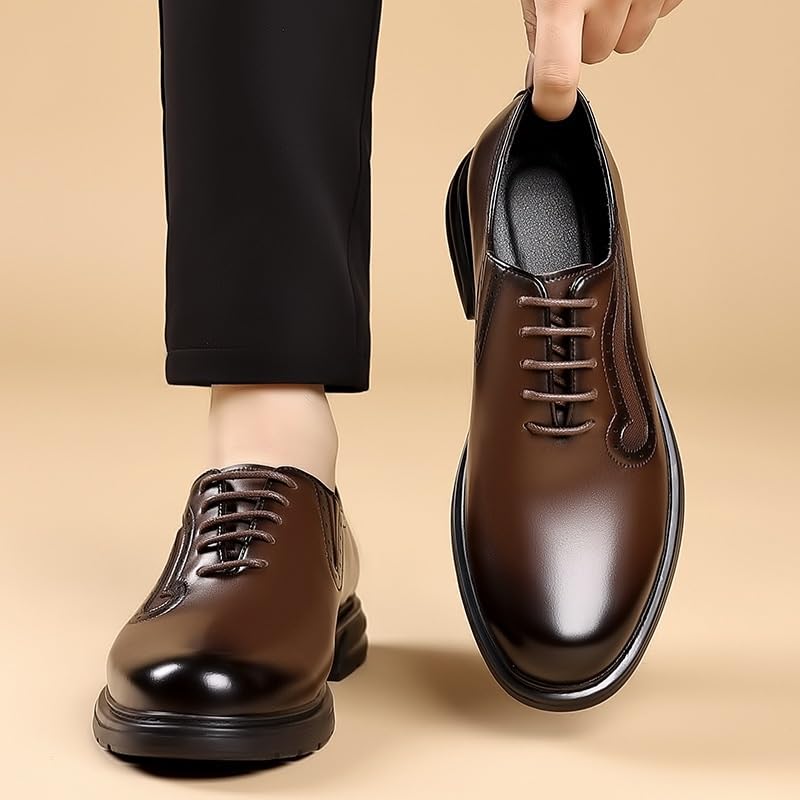 Men's Dress Shoes Classic Lace-up Formal Tuxedo Derby Shoes Breathable Leather Wingtip Brogue Oxfords for Men2