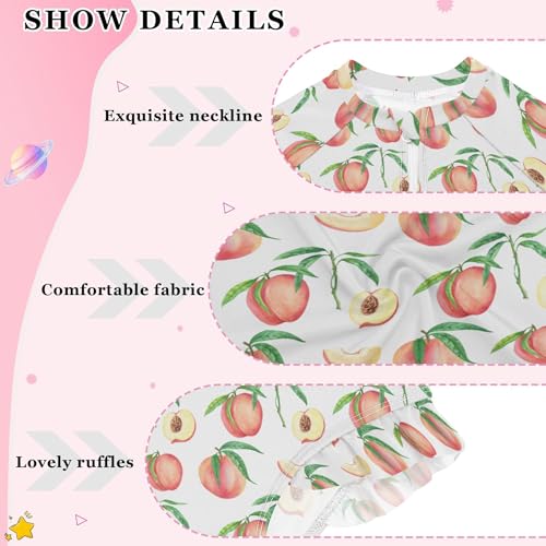 Pink Peach Girls Long Sleeve Rashguard Swimsuit UV Protection One-Piece Swimwear Bathing Suit B04045374