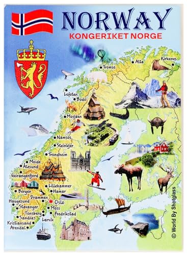 Imán de nevera souvenirs con mapa de Noruega 2.5 x 3.5 in miniatura 1